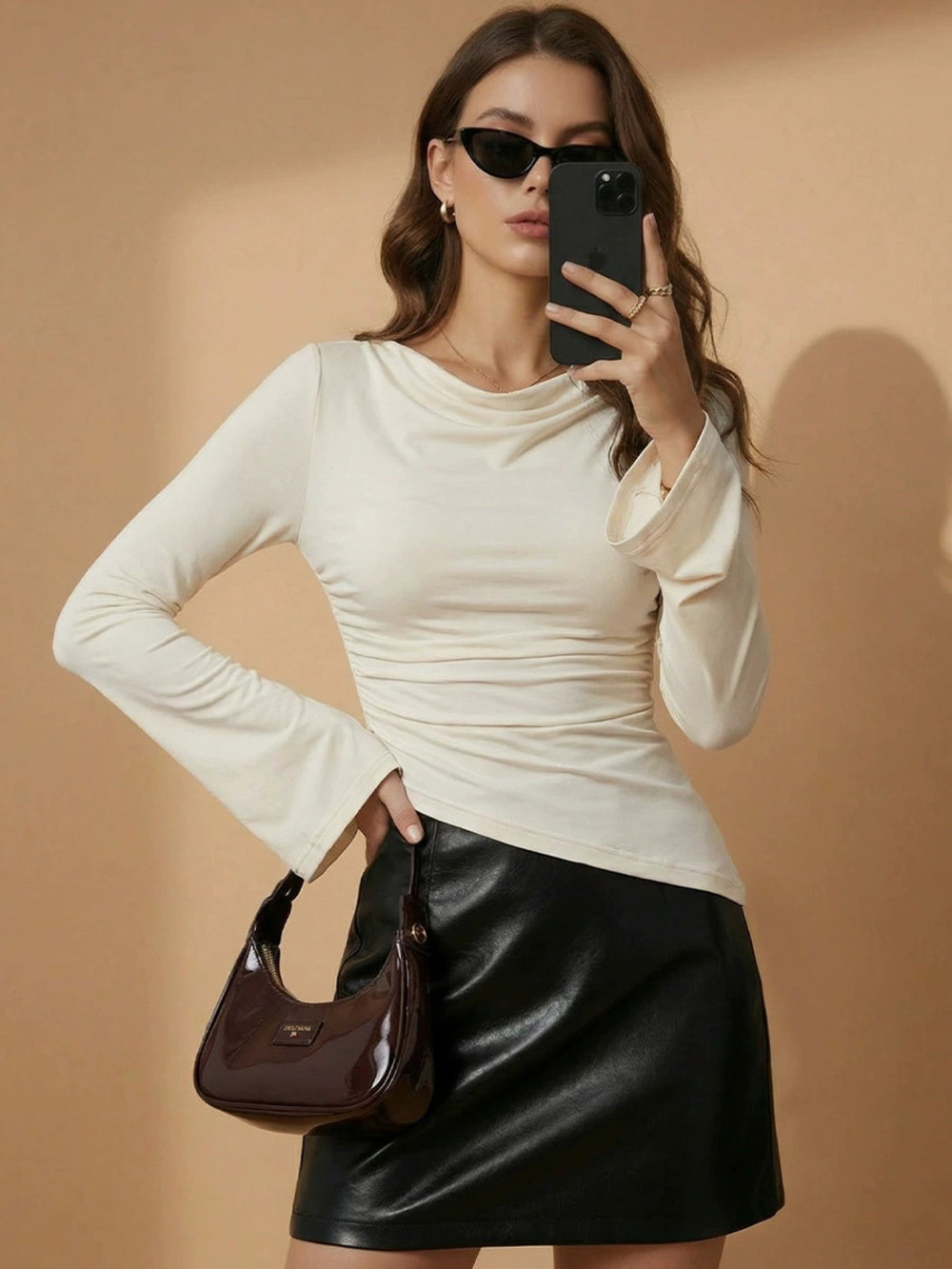 ZARA Ruihou Womens Long Sleeve Solid Stretch Base Layer Top Fall Winter